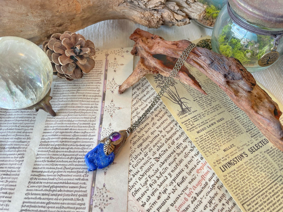 ラピスラズリxアメジスト】冒険者のお守りペンダント ネックレス