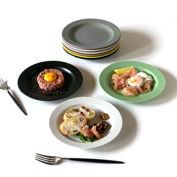 窯元ロングアイランドオリジナル　リムケーキ皿　20cm　9color プレート 食器 パン皿  /r157 4枚目の画像