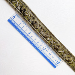 [ 398 ] インド刺繍 リボン 緑 グリーン 花柄 幅:2.5cm 3枚目の画像