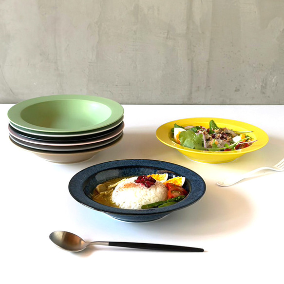 窯元ロングアイランドオリジナル プレート 21cm スープ皿 カレー パスタ 食器 9color /r158 5枚目の画像