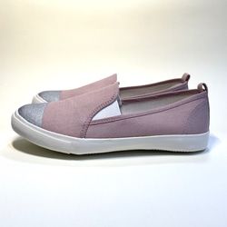 [1 件/23.5 厘米] 雙色輕便便鞋（灰紫色 x 銀色） 第4張的照片