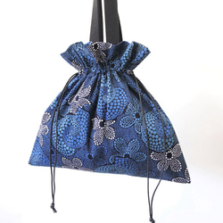 アフリカ布の巾着バッグ（アフリカンプリント）トートバッグ 4枚目の画像