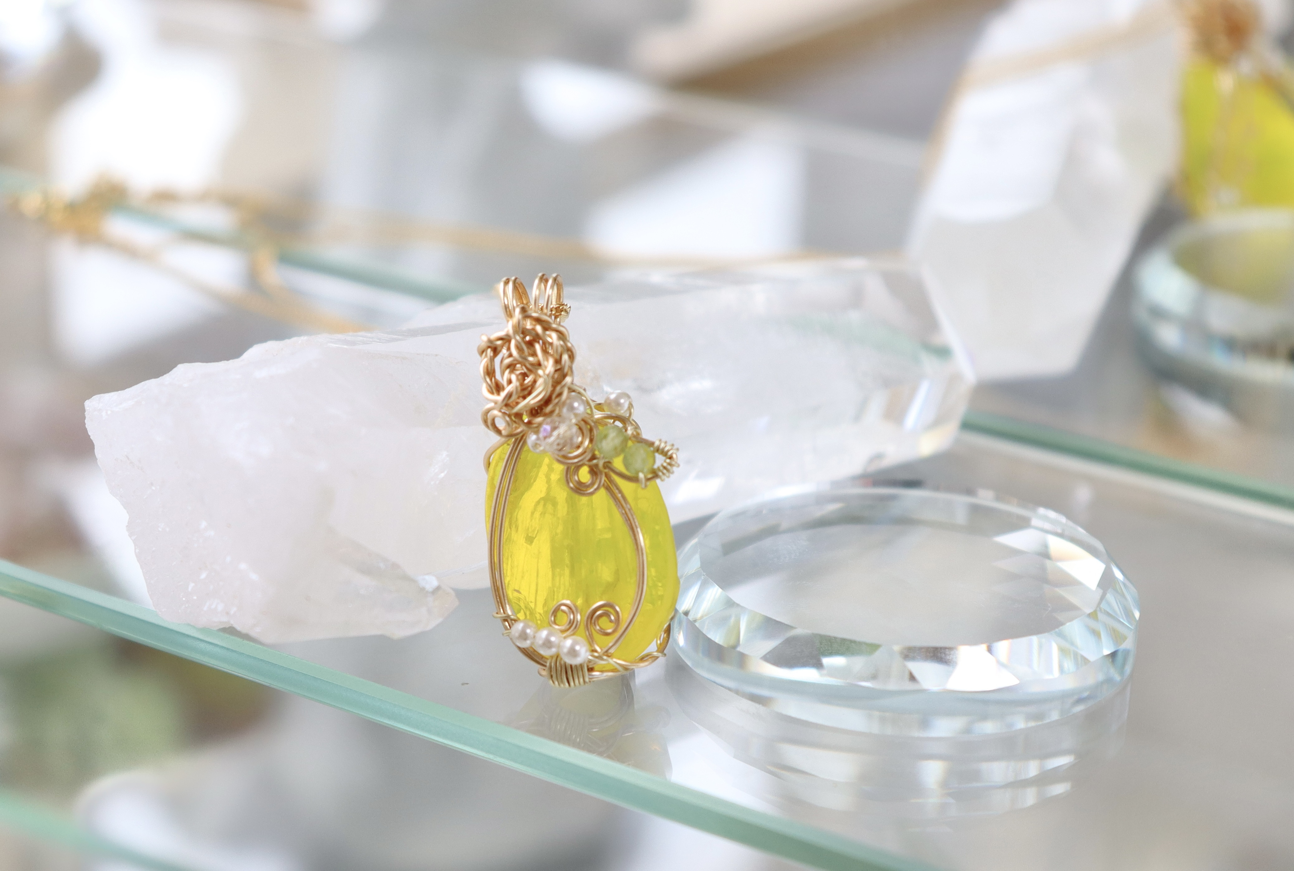 アンダラクリスタル✧ワイヤージュエリーネックレス✧ペンダント