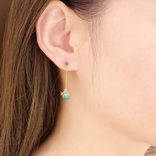 ひょうたんモチーフ ヒスイアンバランスピアスk18 | angeloawards.com