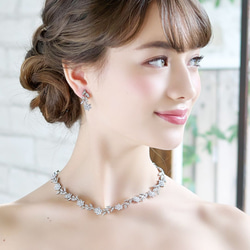 フローラルラインジルコニアネックレス&イヤリング/ピアスset RL-40