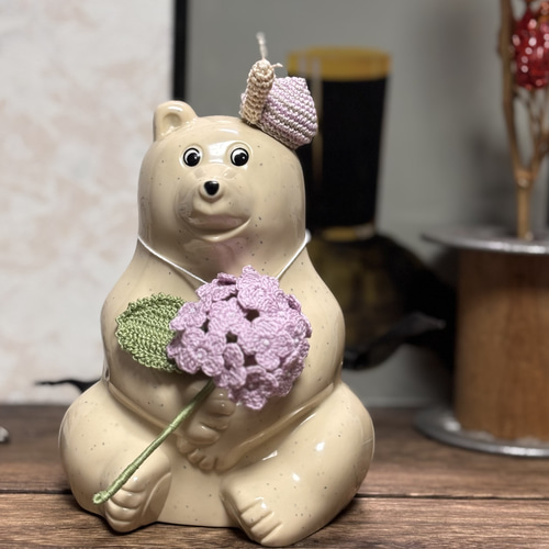 しろくま貯金箱一輪花3点セット