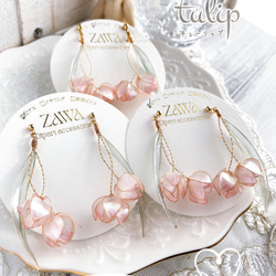 202*ハンドメイド アンティーク チュール ピアス クリップ チューリップのピアス・イヤリング ピアス（フック・チェーン） ZAWA