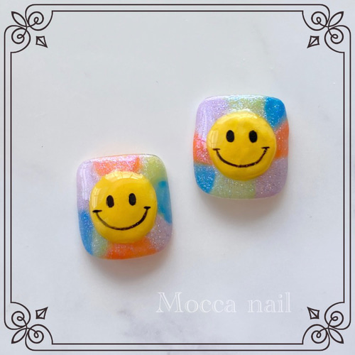 152】親指のみ ぷっくりニコちゃん ユニコーン フットネイルチップ  