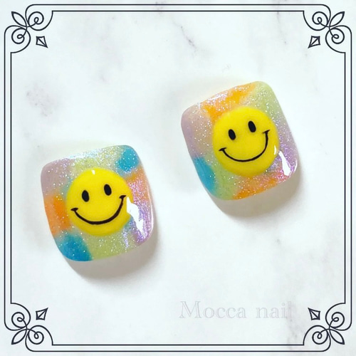 152】親指のみ ぷっくりニコちゃん ユニコーン フットネイルチップ  