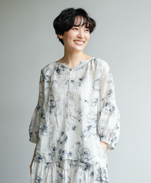 優雅清涼的成人襯衫 亞麻襯衫 芭蕾舞者圖案襯衫 230606-3 第2張的照片
