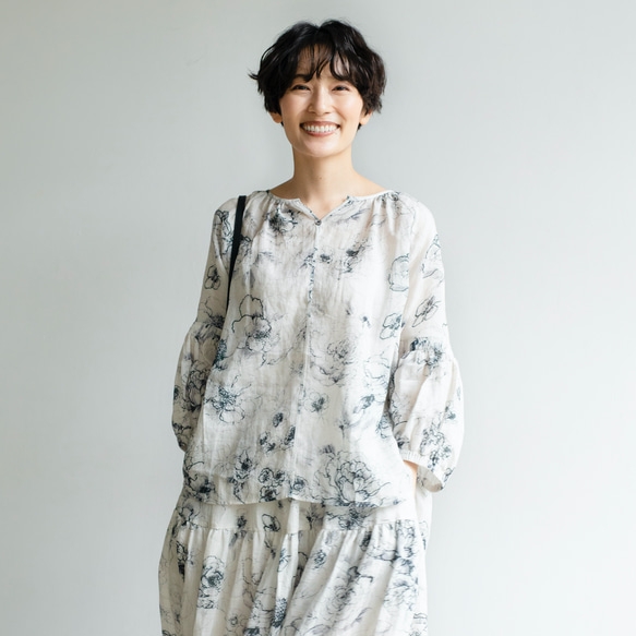 優雅清涼的成人襯衫 亞麻襯衫 芭蕾舞者圖案襯衫 230606-3 第1張的照片