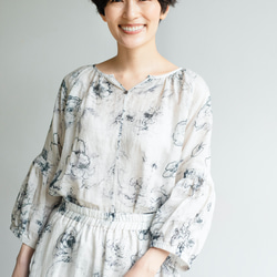 優雅清涼的成人襯衫 亞麻襯衫 芭蕾舞者圖案襯衫 230606-3 第3張的照片