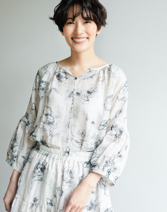 優雅清涼的成人襯衫 亞麻襯衫 芭蕾舞者圖案襯衫 230606-3 第3張的照片
