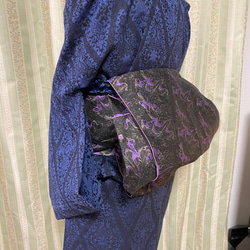 兵児帯　スプラ紫　ポリエステルジャガード 4枚目の画像