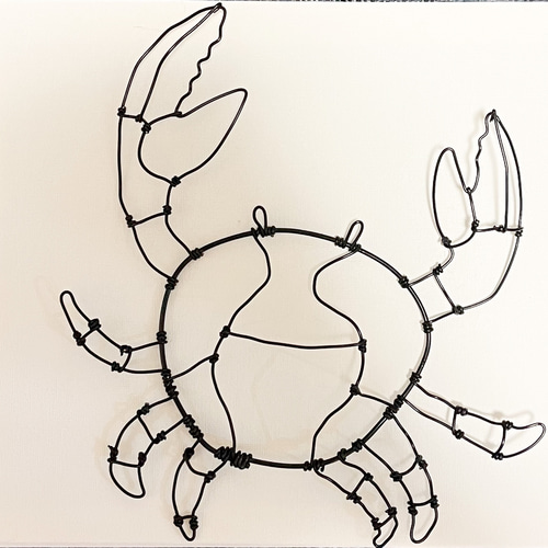 受注販売】カニ かに 蟹 立体 壁掛け ワイヤーアート タペストリー