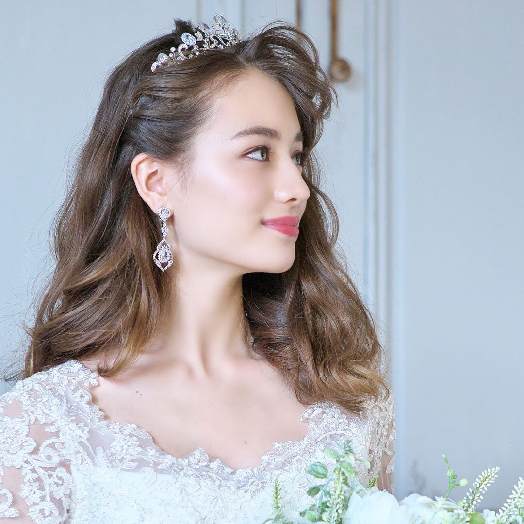 エバーロイヤルジルコニアイヤリング/ピアスRLE-11|花嫁 挙式 結婚式 大ぶり ウエディング 上品 パーティー