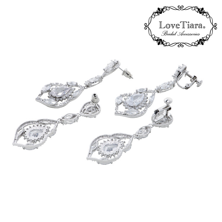 エバーロイヤルジルコニアイヤリング/ピアスRLE-11|花嫁 挙式 結婚式 大ぶり ウエディング 上品 パーティー