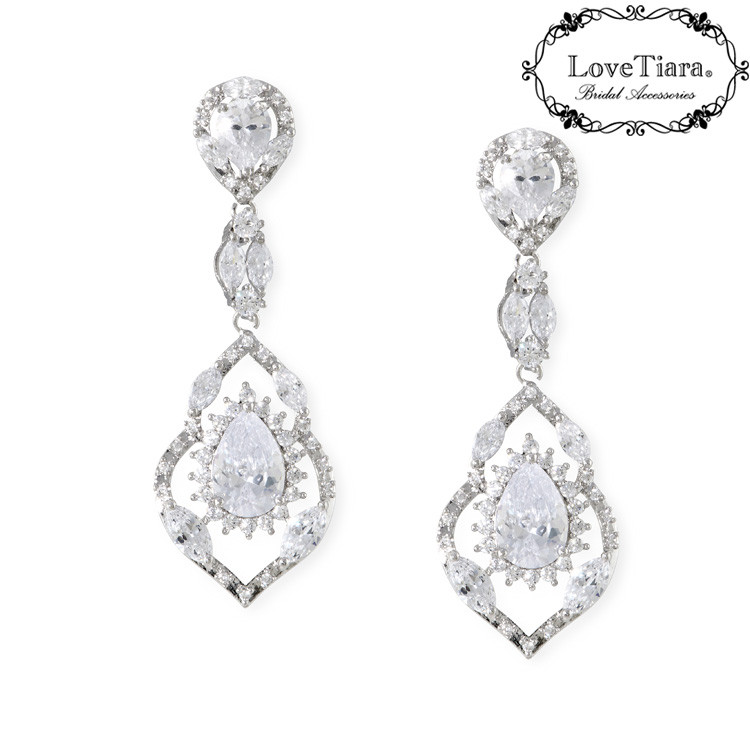 エバーロイヤルジルコニアイヤリング/ピアスRLE-11|花嫁 挙式 結婚式 大ぶり ウエディング 上品 パーティー