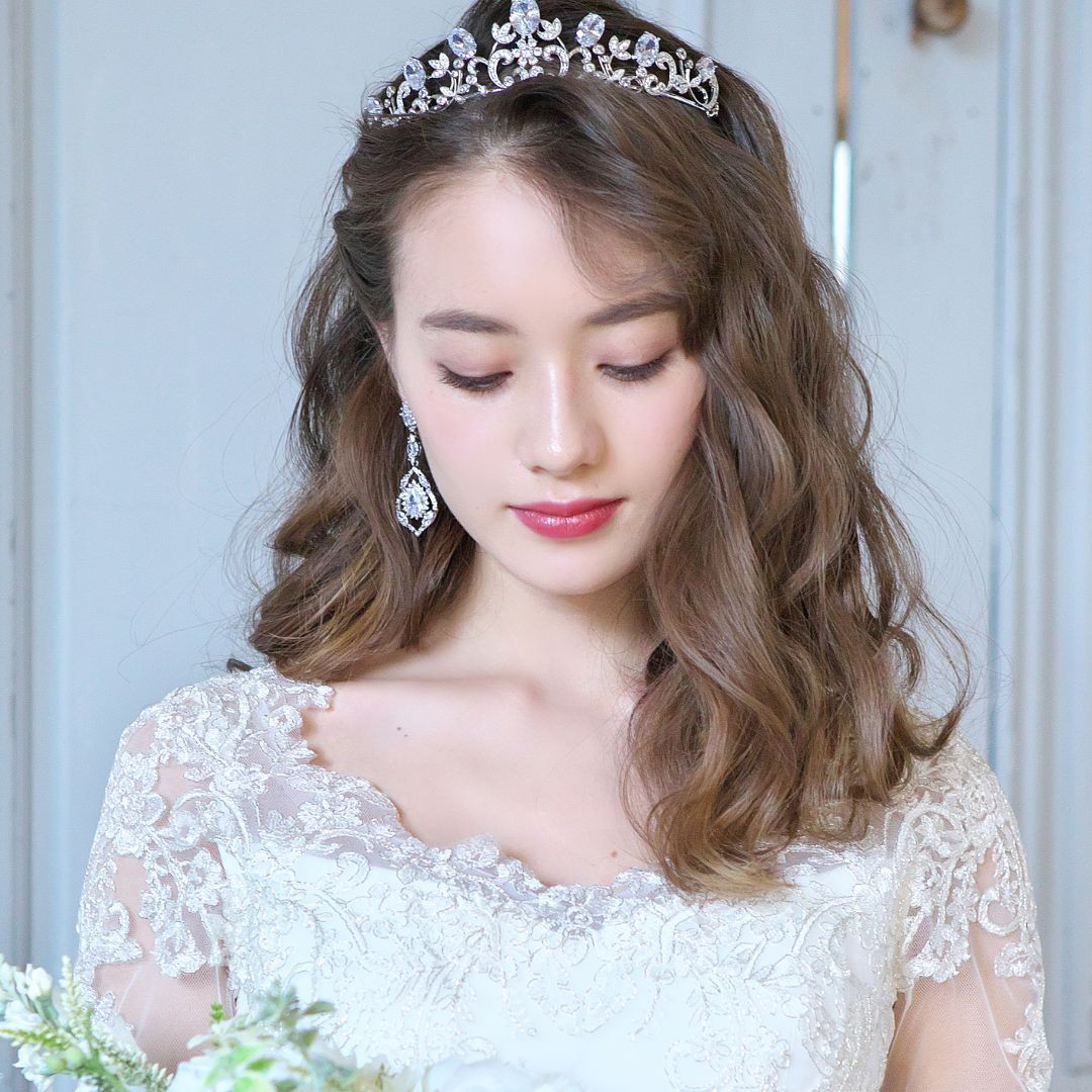 エバーロイヤルジルコニアイヤリング/ピアスRLE-11|花嫁 挙式 結婚式 大ぶり ウエディング 上品 パーティー