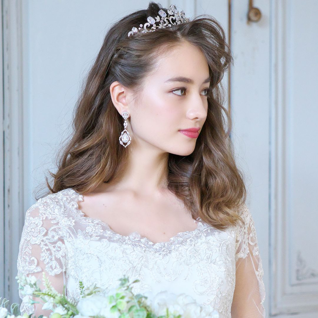 エバーロイヤルジルコニアイヤリング/ピアスRLE-11|花嫁 挙式 結婚式 大ぶり ウエディング 上品 パーティー