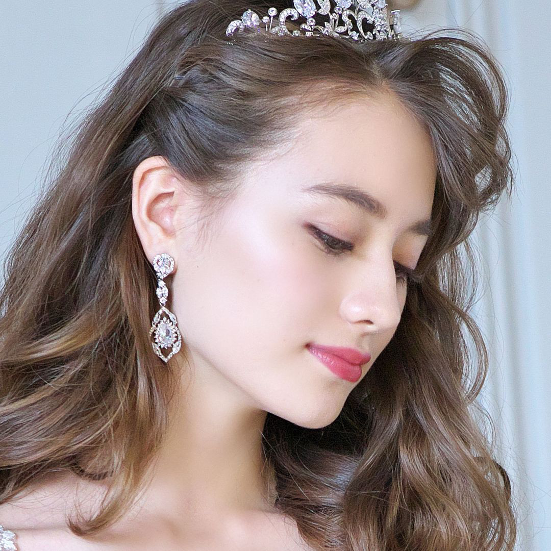 エバーロイヤルジルコニアイヤリング/ピアスRLE-11|花嫁 挙式 結婚式 大ぶり ウエディング 上品 パーティー
