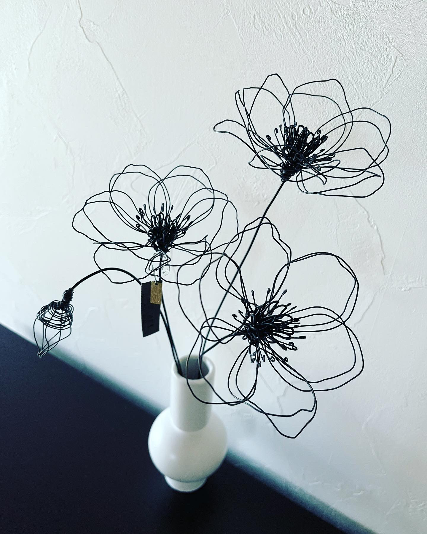 花と小鳥（フラワーリース）ワイヤーアート ワイヤークラフト 半