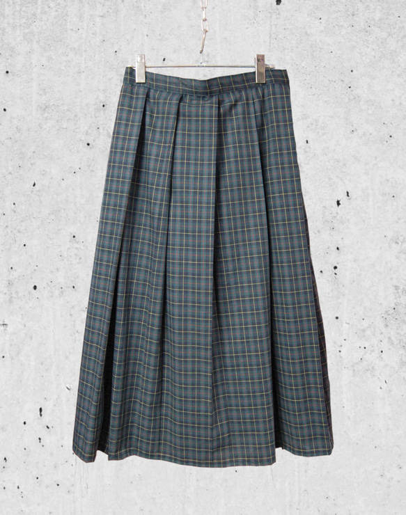 タータンチェック　フレアプリーツロングスカート:green 1枚目の画像