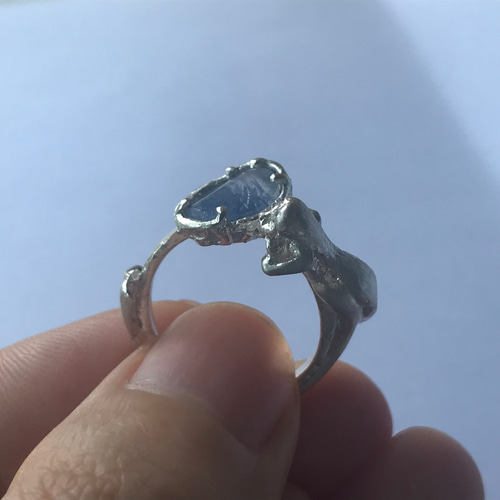 デュモルチェライト 海底を望む人魚の指輪 シルバー925 一点物