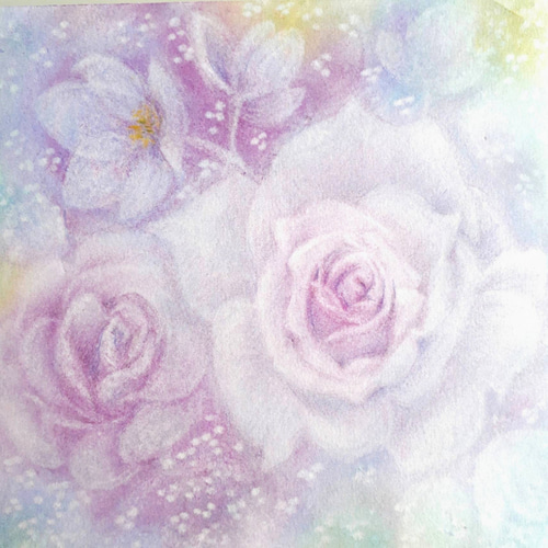 【人気商品】 薔薇」パステル画 イラスト ヒーリングアート パステルアート その他