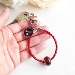 ペットの毛から作るジュエリー犬 猫 うちの子オーダー 毛玉ジュエリービーズ　キーホルダー　名前チャーム付き 8枚目の画像