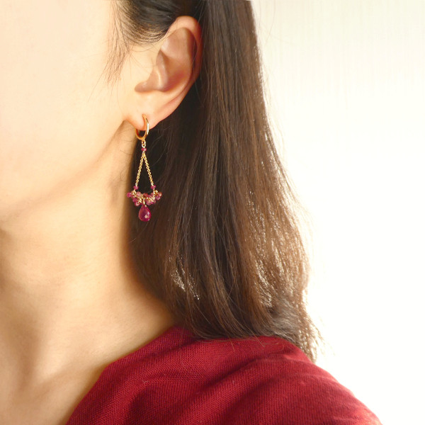 宝石質マダガスカル産ルビーイヤリング ロードライトガーネット ピンクトルマリン レッドトルマリン ルベライトイヤリング