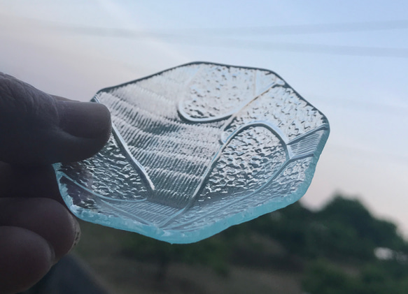 昭和型板ガラス食器　レトロガラス食器　マルチトレイ 1枚目の画像