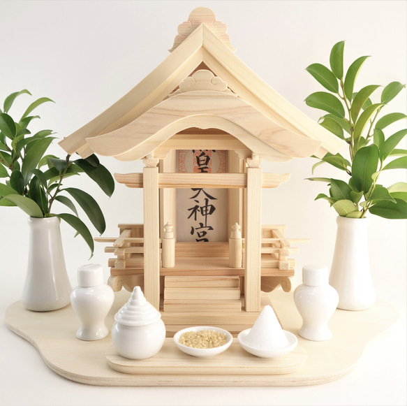 神棚《切妻一社宮》神具7点セット 極小 神棚 モダン コンパクト 神棚《切妻一社宮》神具7点セット 極小 神棚 モダン コンパクト