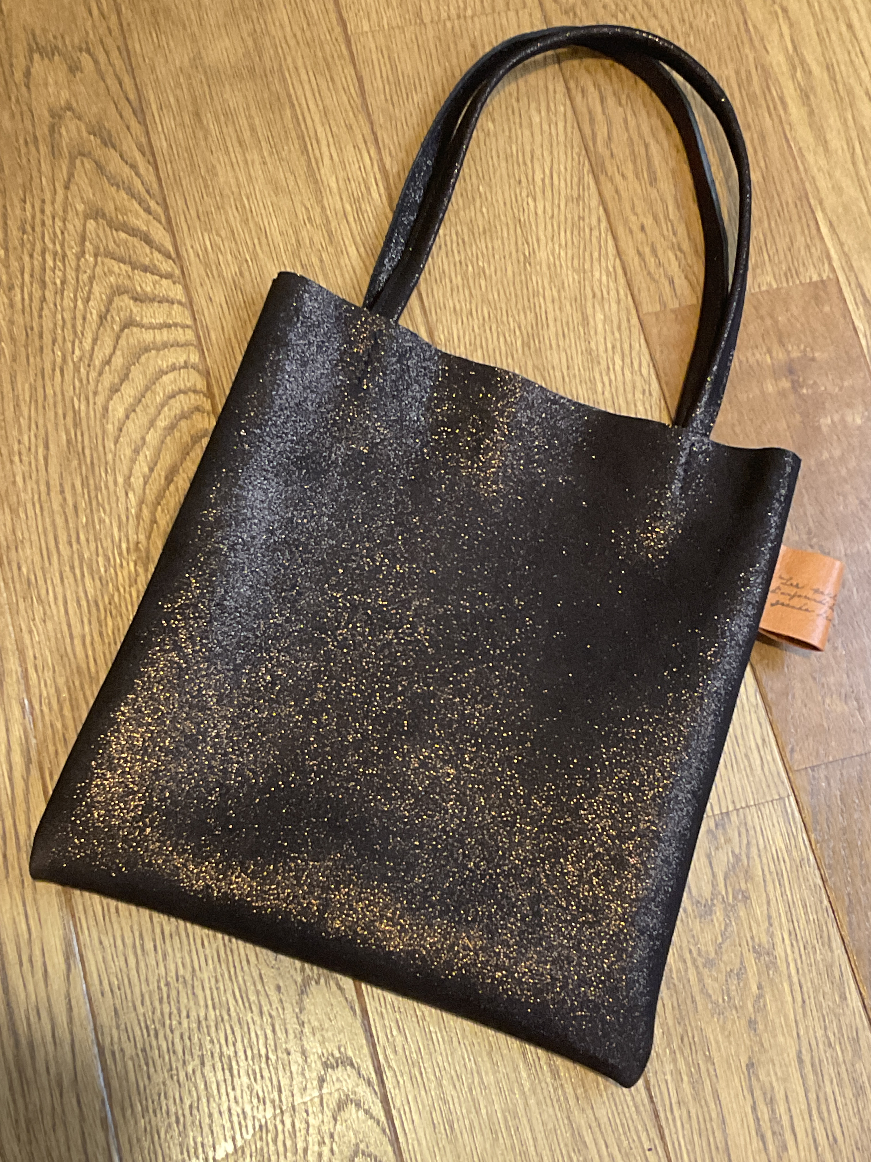 ブラックゴールドミニバック高級本革（送料無料）