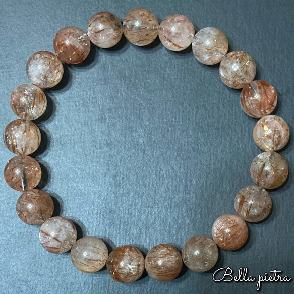 高品質★希少☆レッドルチルクォーツ 10mm 天然石ブレスレット red rutile quartz  内径 約18cm 5枚目の画像