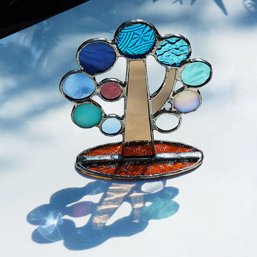 丸々ガラスのカラフルツリー ブルー 〜ステンドグラス〜 その他