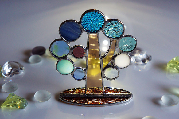 丸々ガラスのカラフルツリー ブルー 〜ステンドグラス〜 その他