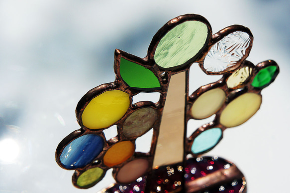 丸々ガラスのカラフルツリー　ミックスカラー　〜ステンドグラス〜 2枚目の画像