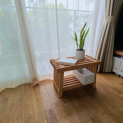 格子スツール大 花台 台 無垢 天然 椅子 いす イス サイドテーブル