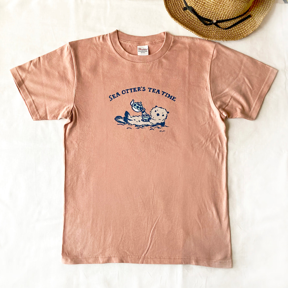 【８月下旬発送】Otter's Tea Time Tシャツ（ピンク）｜ラッコ〔動物シリーズ〕 7枚目の画像
