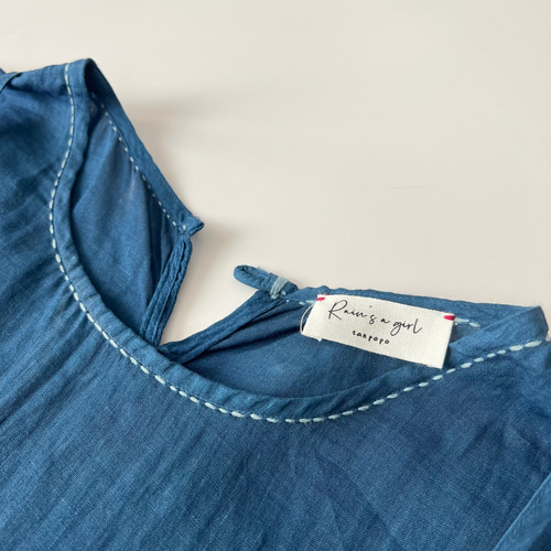 シームポケット付き　有松絞りロングワンピース　シンプル　藍染木綿　丸紋 AZUL BY MOUSSY ロングデニムワンピース L/BLU1 -ファッション