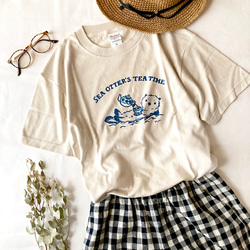 【８月下旬発送】Otter's Tea Time Tシャツ（ミルクティ）｜ラッコ〔動物シリーズ〕 3枚目の画像