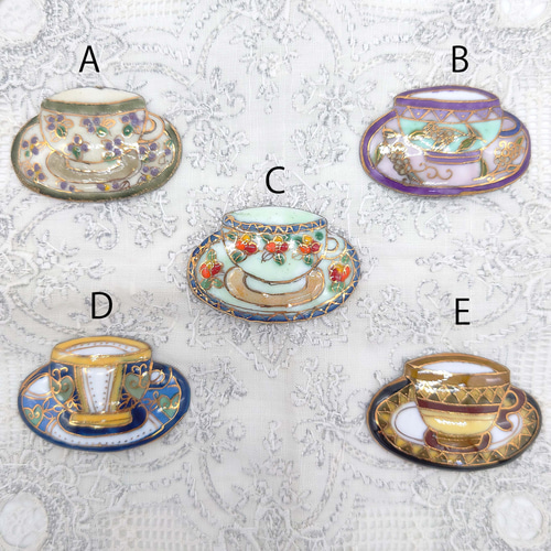 豪華なティーカップの七宝焼ブローチ【受注制作】 ブローチ