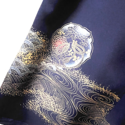送料無料 着物 リメイク 金彩 青海波 正絹 シルク ロングドレス ハンドメイド 5枚目の画像
