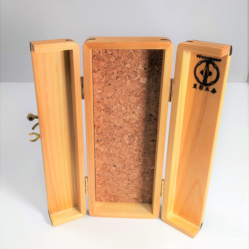 檜と紫檀の両開き筆箱 #1792 ペンケース 黒影工房 通販 16069537