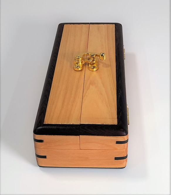 檜と紫檀の両開き筆箱 #1792 4枚目の画像