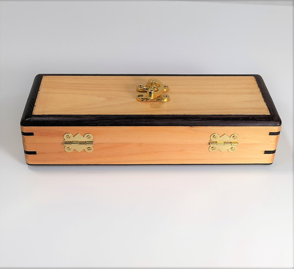 檜と紫檀の両開き筆箱 #1792 3枚目の画像