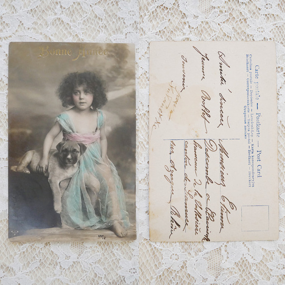 ヴィンテージ　アンティークポストカード　dog4 2枚目の画像