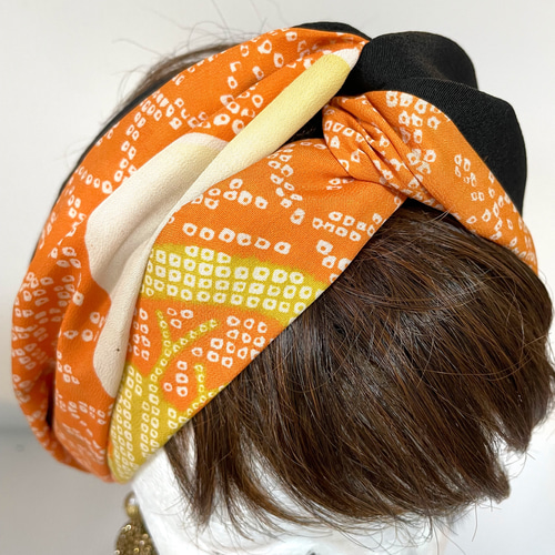 送料無料 着物 リメイク アンティーク 正絹 立体 クロスターバン  