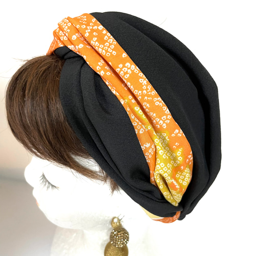 送料無料 着物 リメイク アンティーク 正絹 立体 クロスターバン  